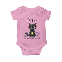 Funny Tennis Cat Gift Baby Onesie Because Murder Is Wrong - Wonder Print Shop