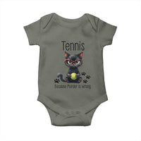Funny Tennis Cat Gift Baby Onesie Because Murder Is Wrong - Wonder Print Shop
