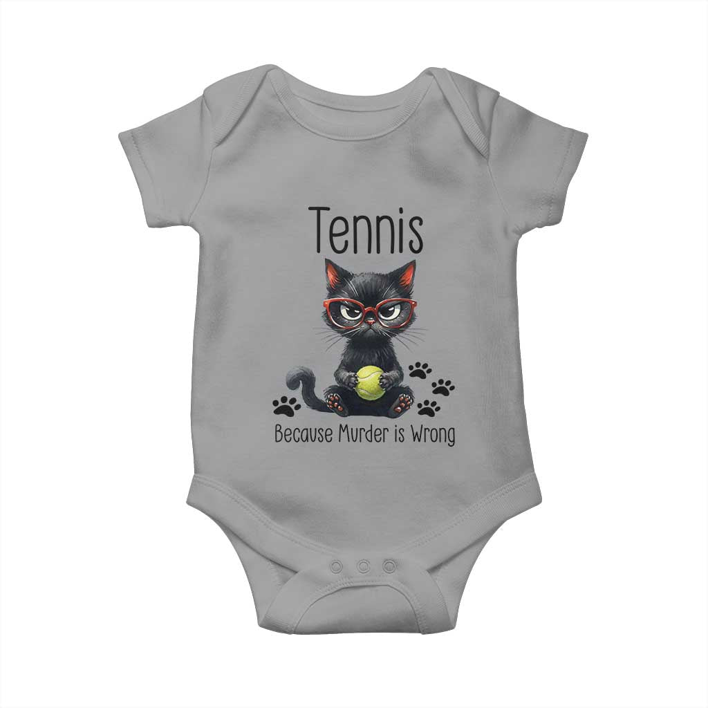 Funny Tennis Cat Gift Baby Onesie Because Murder Is Wrong - Wonder Print Shop
