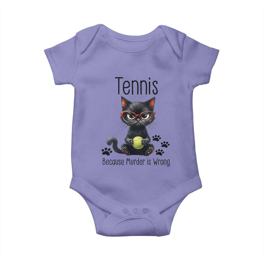 Funny Tennis Cat Gift Baby Onesie Because Murder Is Wrong - Wonder Print Shop