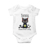 Funny Tennis Cat Gift Baby Onesie Because Murder Is Wrong - Wonder Print Shop