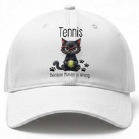 Funny Tennis Cat Gift Baseball Cap Because Murder Is Wrong