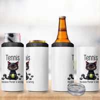 Funny Tennis Cat Gift 4 in 1 Can Cooler Tumbler Because Murder Is Wrong - Wonder Print Shop