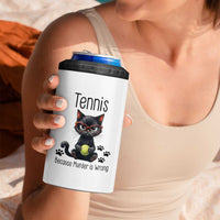 Funny Tennis Cat Gift 4 in 1 Can Cooler Tumbler Because Murder Is Wrong - Wonder Print Shop