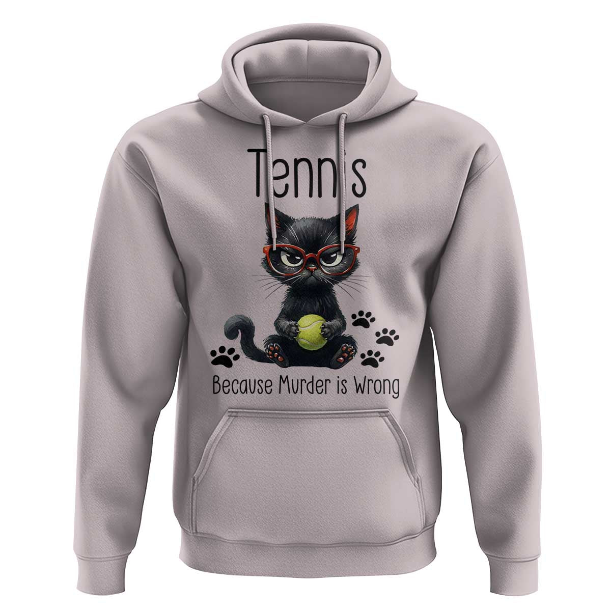 Funny Tennis Cat Gift Hoodie Because Murder Is Wrong - Wonder Print Shop