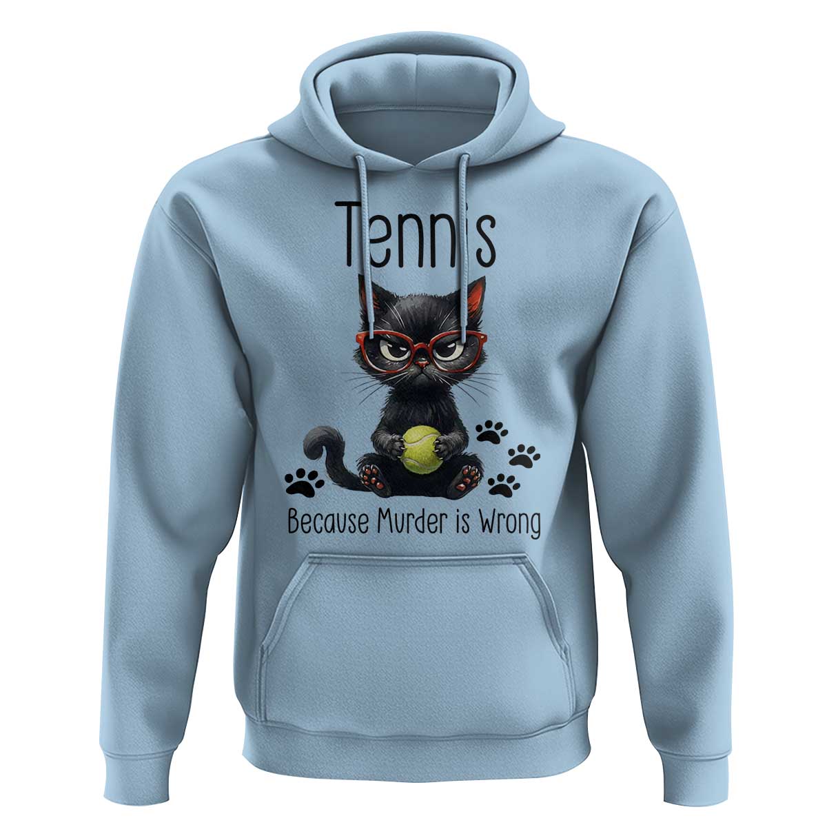 Funny Tennis Cat Gift Hoodie Because Murder Is Wrong - Wonder Print Shop