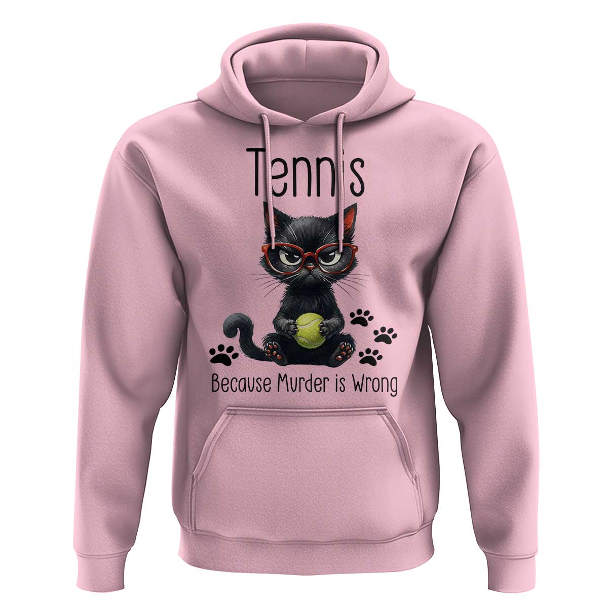 Funny Tennis Cat Gift Hoodie Because Murder Is Wrong - Wonder Print Shop