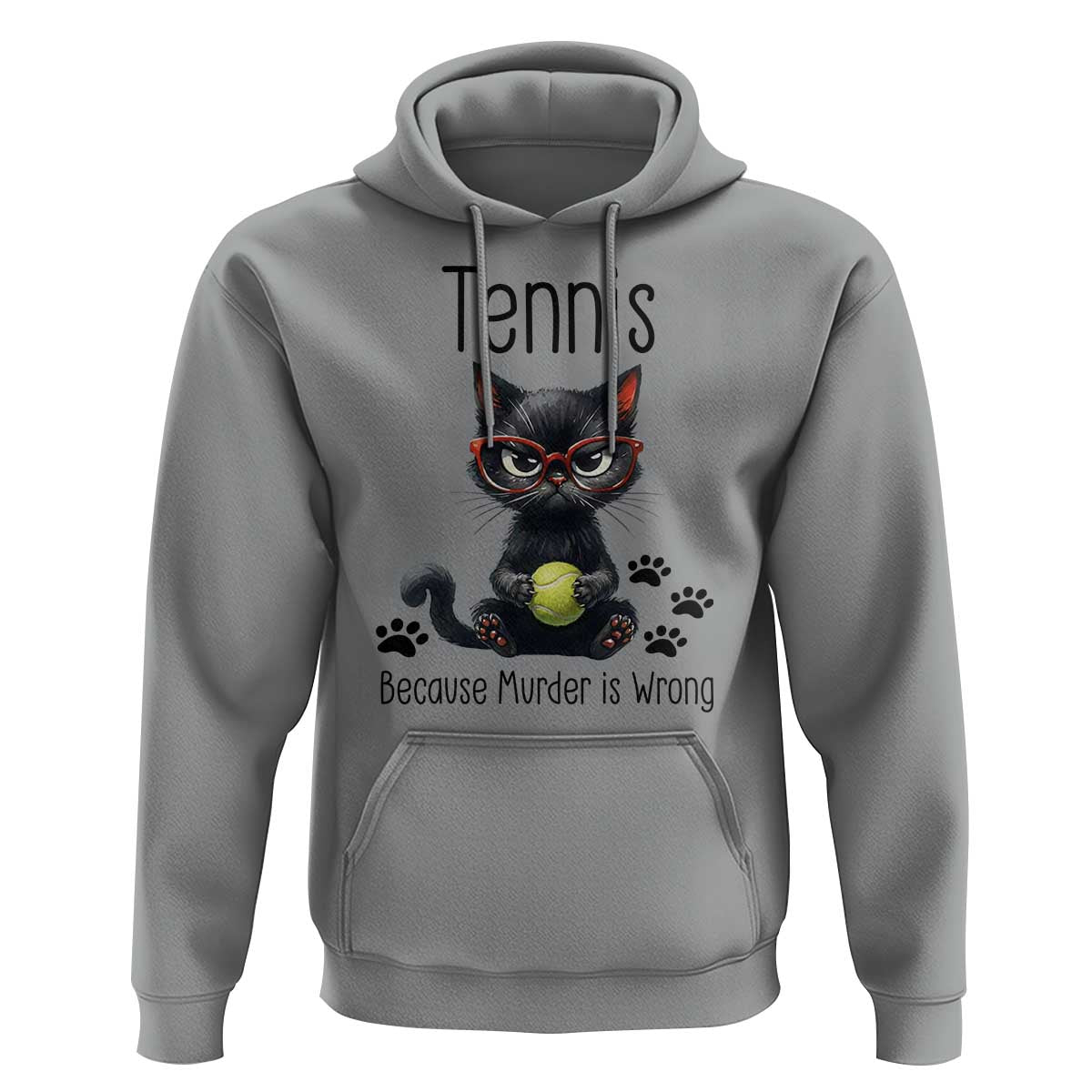 Funny Tennis Cat Gift Hoodie Because Murder Is Wrong - Wonder Print Shop