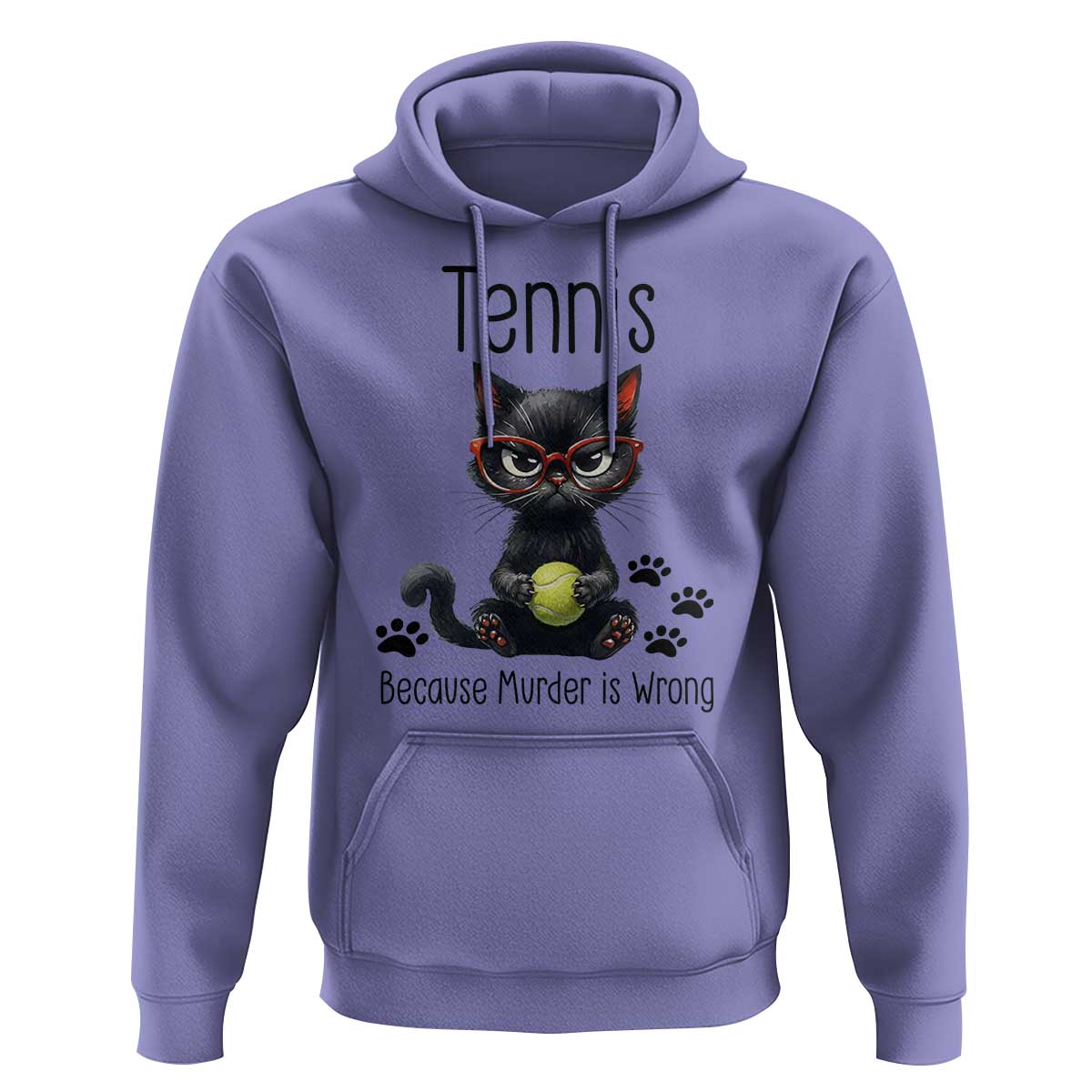 Funny Tennis Cat Gift Hoodie Because Murder Is Wrong - Wonder Print Shop