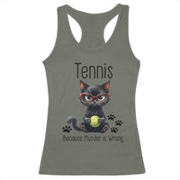 Funny Tennis Cat Gift Racerback Tank Top Because Murder Is Wrong - Wonder Print Shop
