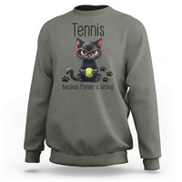 Funny Tennis Cat Gift Sweatshirt Because Murder Is Wrong - Wonder Print Shop