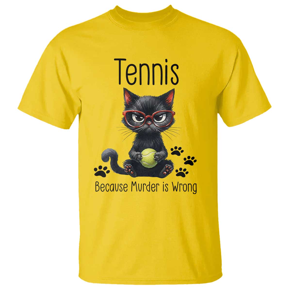 Funny Tennis Cat Gift T Shirt Because Murder Is Wrong - Wonder Print Shop