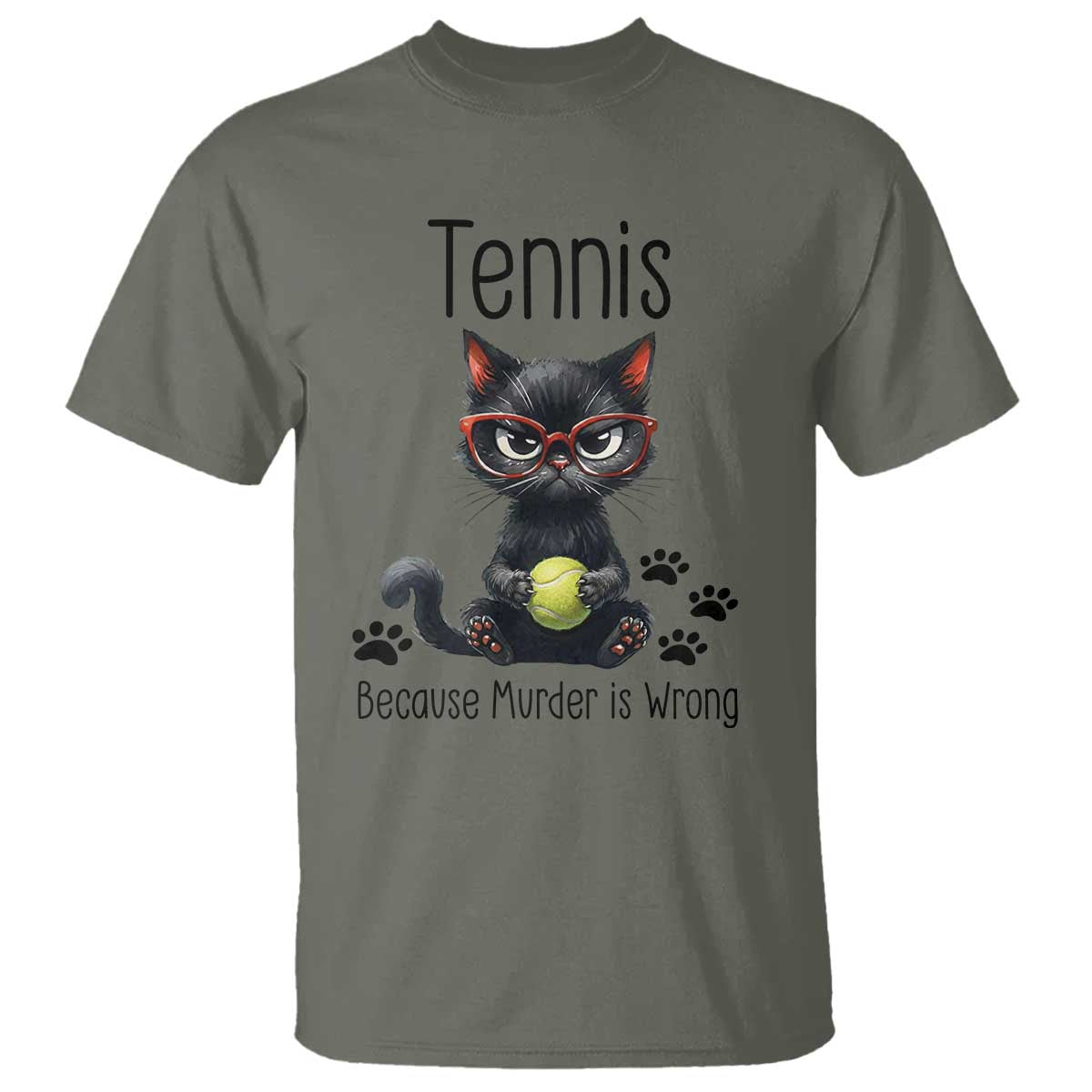 Funny Tennis Cat Gift T Shirt Because Murder Is Wrong - Wonder Print Shop