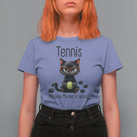 Funny Tennis Cat Gift T Shirt For Women Because Murder Is Wrong - Wonder Print Shop