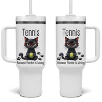 Funny Tennis Cat Gift Tumbler With Handle Because Murder Is Wrong - Wonder Print Shop