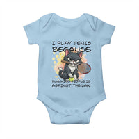 Funny Cat Plays Tennis Baby Onesie Because Punching People Is Against The Law - Wonder Print Shop