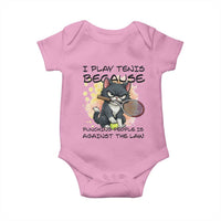 Funny Cat Plays Tennis Baby Onesie Because Punching People Is Against The Law - Wonder Print Shop