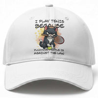 Funny Cat Plays Tennis Baseball Cap Because Punching People Is Against The Law
