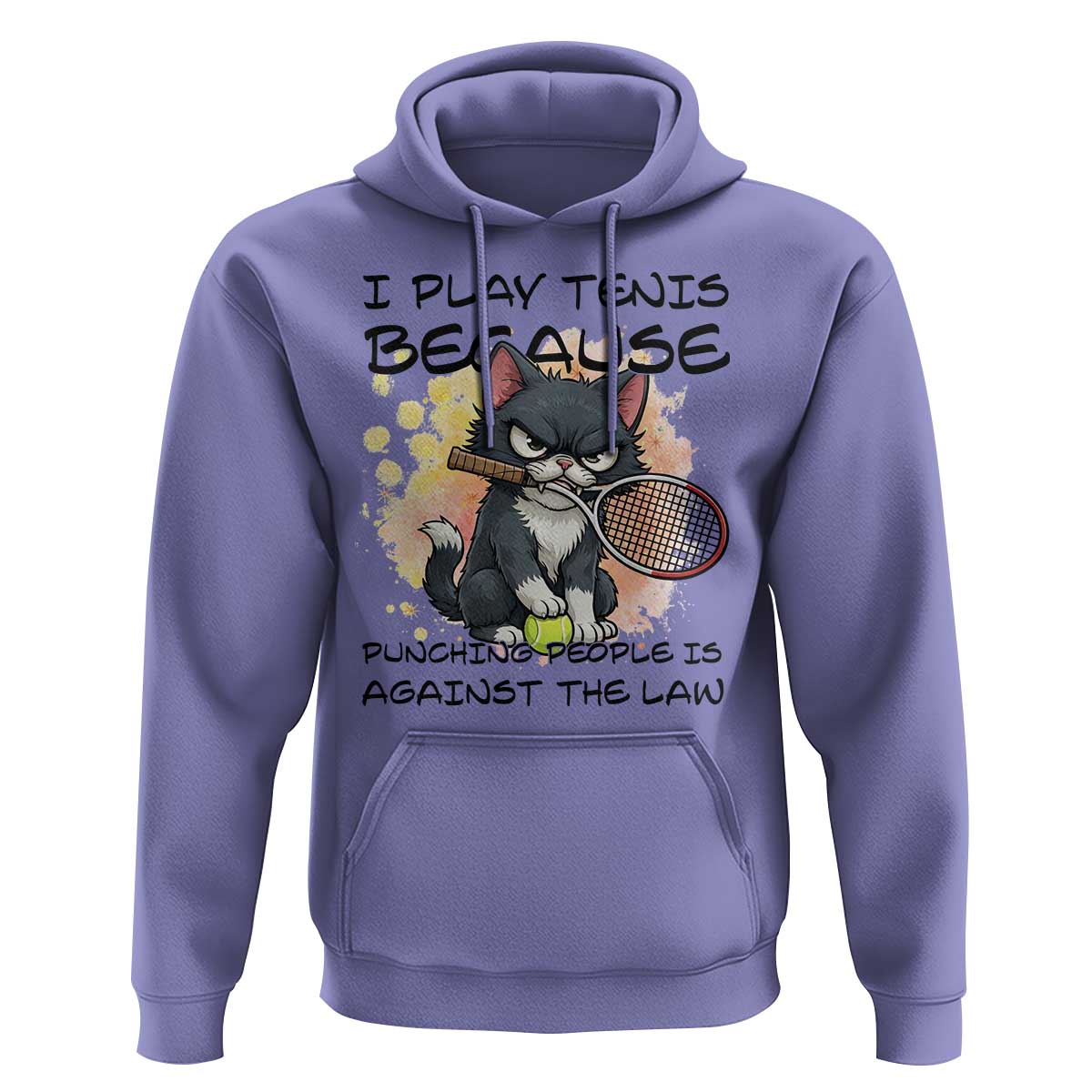 Funny Cat Plays Tennis Hoodie Because Punching People Is Against The Law - Wonder Print Shop