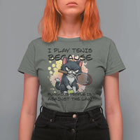 Funny Cat Plays Tennis T Shirt For Women Because Punching People Is Against The Law - Wonder Print Shop