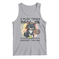 Funny Cat Plays Tennis Tank Top Because Punching People Is Against The Law - Wonder Print Shop