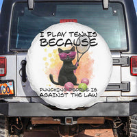 Because Punching People Is Against The Law Spare Tire Cover Funny Tennis Cat Gift - Wonder Print Shop