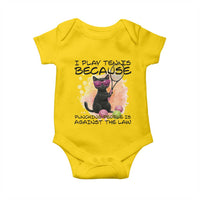 Because Punching People Is Against The Law Baby Onesie Funny Tennis Cat Gift - Wonder Print Shop