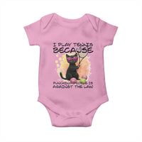 Because Punching People Is Against The Law Baby Onesie Funny Tennis Cat Gift - Wonder Print Shop