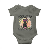 Because Punching People Is Against The Law Baby Onesie Funny Tennis Cat Gift - Wonder Print Shop
