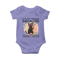 Because Punching People Is Against The Law Baby Onesie Funny Tennis Cat Gift - Wonder Print Shop