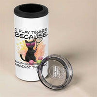 Because Punching People Is Against The Law 4 in 1 Can Cooler Tumbler Funny Tennis Cat Gift - Wonder Print Shop