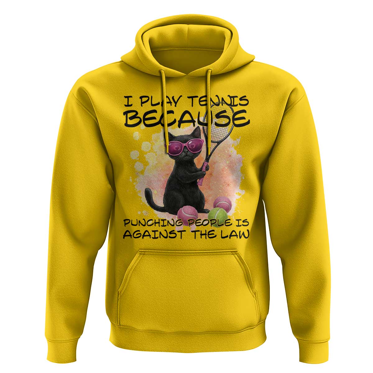 Because Punching People Is Against The Law Hoodie Funny Tennis Cat Gift - Wonder Print Shop