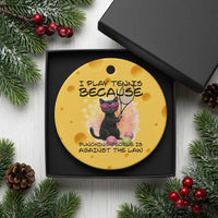 Because Punching People Is Against The Law Ceramic Ornament Funny Tennis Cat Gift - Wonder Print Shop