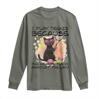 Because Punching People Is Against The Law Long Sleeve Shirt Funny Tennis Cat Gift - Wonder Print Shop
