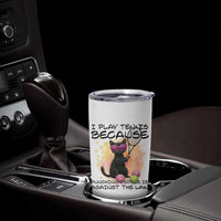 Because Punching People Is Against The Law Tumbler Cup Funny Tennis Cat Gift - Wonder Print Shop