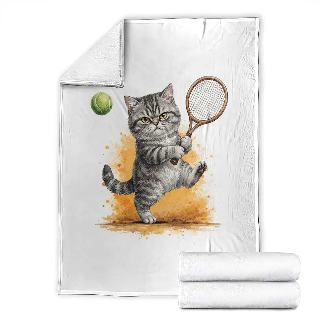 Funny Grumpy Cat Tennis Player Throw Blanket Gift For Tennis Fans - Wonder Print Shop