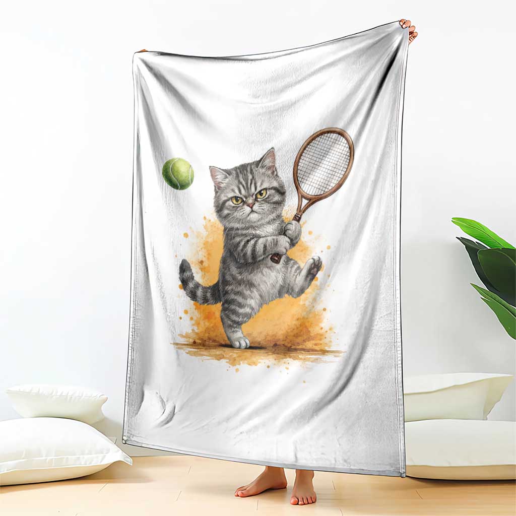 Funny Grumpy Cat Tennis Player Throw Blanket Gift For Tennis Fans - Wonder Print Shop