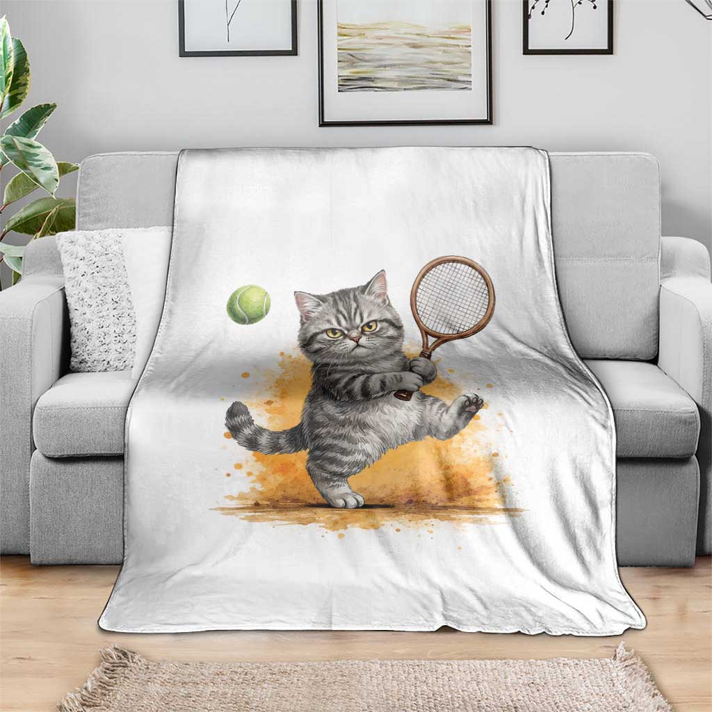 Funny Grumpy Cat Tennis Player Throw Blanket Gift For Tennis Fans - Wonder Print Shop