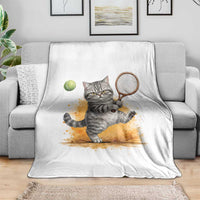 Funny Grumpy Cat Tennis Player Throw Blanket Gift For Tennis Fans - Wonder Print Shop