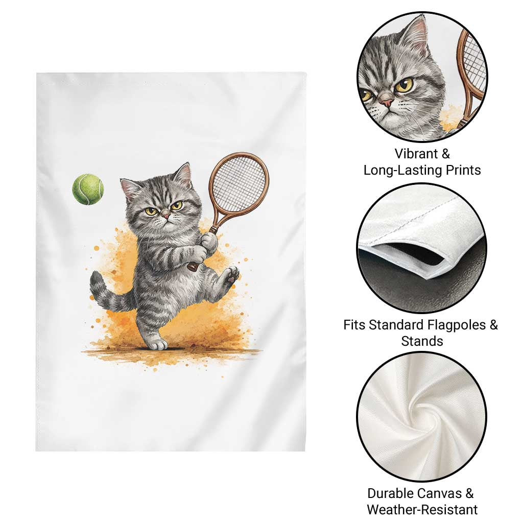 Funny Grumpy Cat Tennis Player Garden Flag Gift For Tennis Fans - Wonder Print Shop