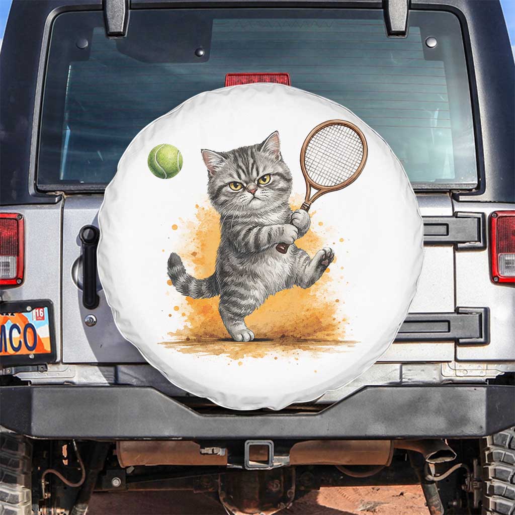 Funny Grumpy Cat Tennis Player Spare Tire Cover Gift For Tennis Fans - Wonder Print Shop