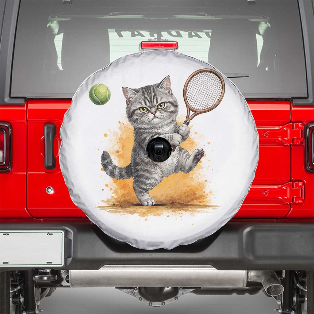 Funny Grumpy Cat Tennis Player Spare Tire Cover Gift For Tennis Fans - Wonder Print Shop
