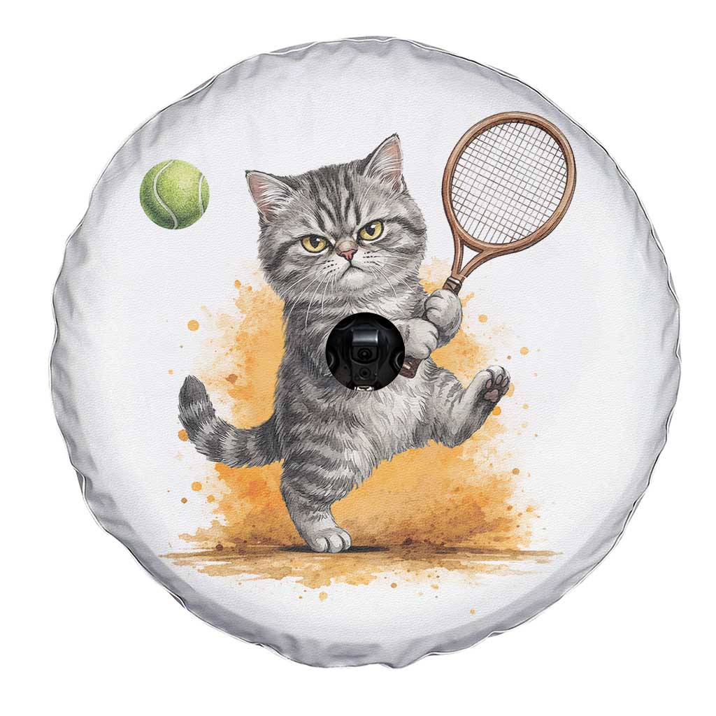 Funny Grumpy Cat Tennis Player Spare Tire Cover Gift For Tennis Fans - Wonder Print Shop