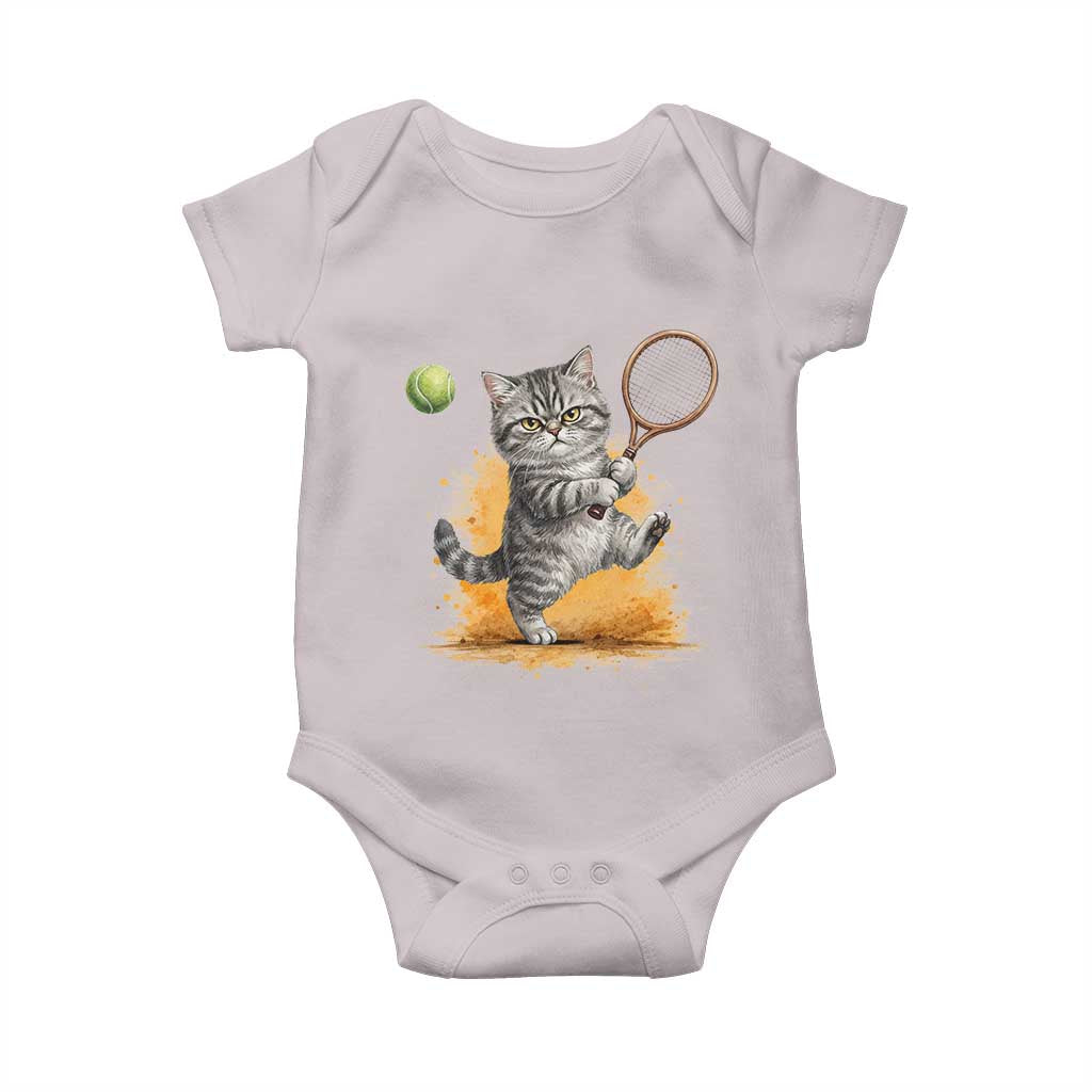 Funny Grumpy Cat Tennis Player Baby Onesie Gift For Tennis Fans - Wonder Print Shop