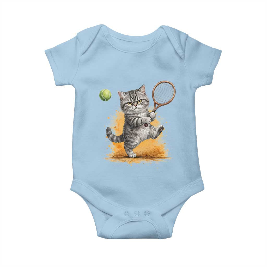 Funny Grumpy Cat Tennis Player Baby Onesie Gift For Tennis Fans - Wonder Print Shop