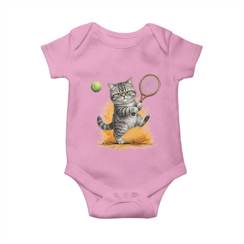 Funny Grumpy Cat Tennis Player Baby Onesie Gift For Tennis Fans - Wonder Print Shop