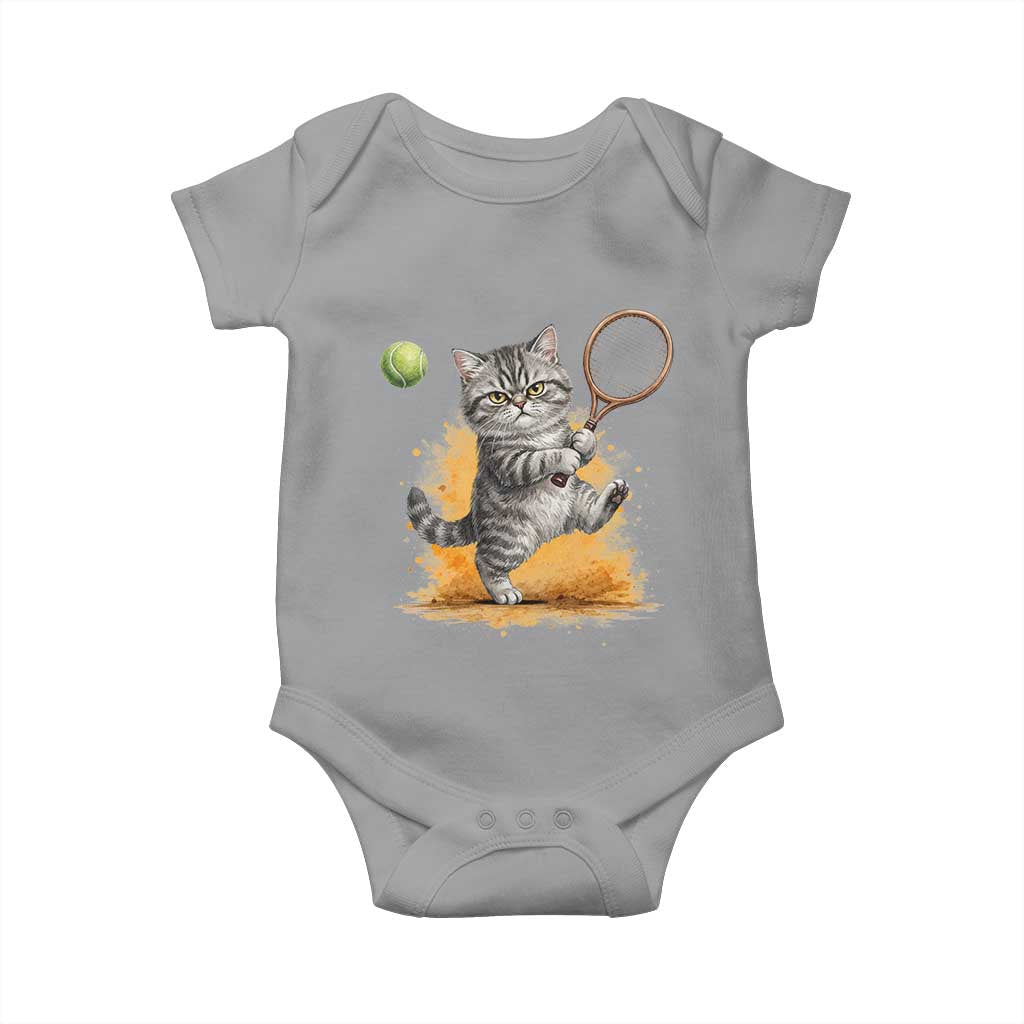 Funny Grumpy Cat Tennis Player Baby Onesie Gift For Tennis Fans - Wonder Print Shop