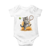 Funny Grumpy Cat Tennis Player Baby Onesie Gift For Tennis Fans - Wonder Print Shop