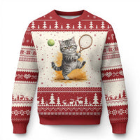 Funny Grumpy Cat Tennis Player Ugly Christmas Sweater Gift For Tennis Fans - Wonder Print Shop