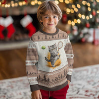 Funny Grumpy Cat Tennis Player Ugly Christmas Sweater Gift For Tennis Fans - Wonder Print Shop